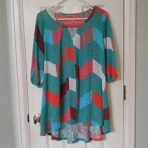 Teal Chevron High Low Tunic
